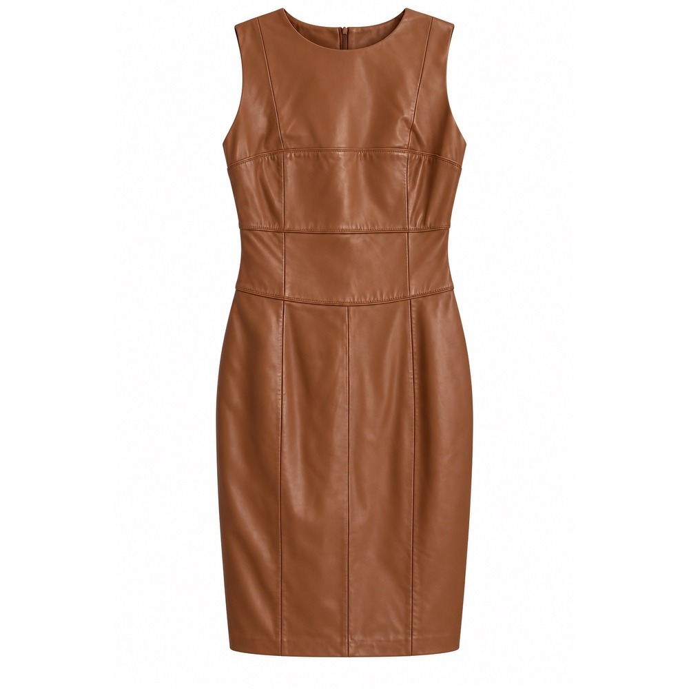 Antonio Melani NWT Elizabeth Leather Dress Size 6 Camel Luxury MSRP $299